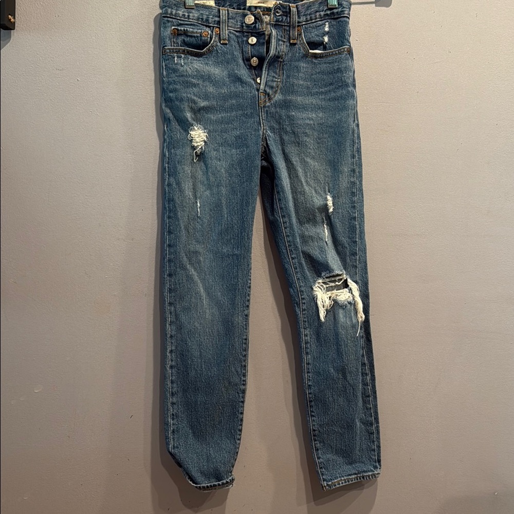 Signature by Levi Strauss Distressed Blue Straight Leg Jeans